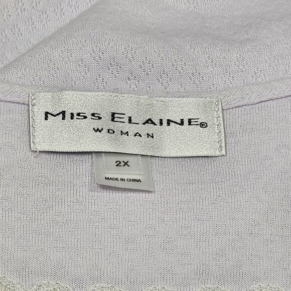Miss Elaine Embroidered Nightgown Lavender Size 2X Soft Cuddleknit Fabric - Picture 9 of 13